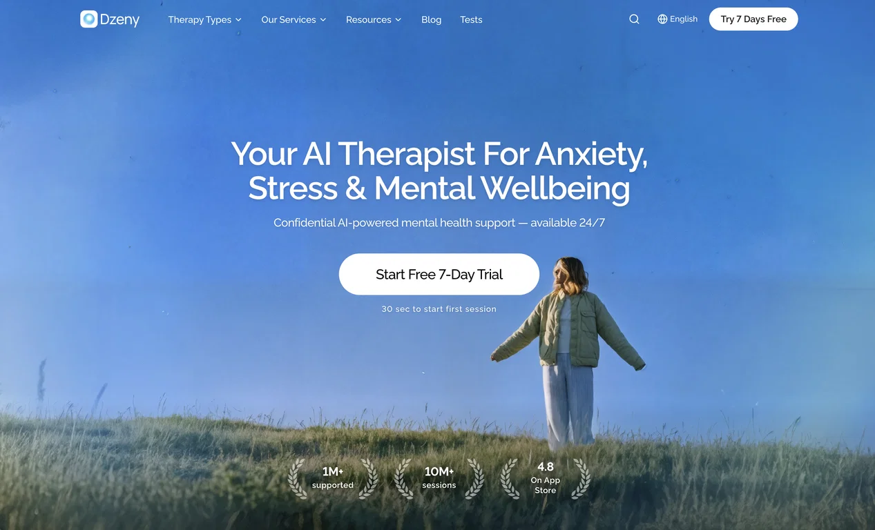 Dein KI-Therapeut für Angstzustände, Stress und psychisches Wohlbefinden.